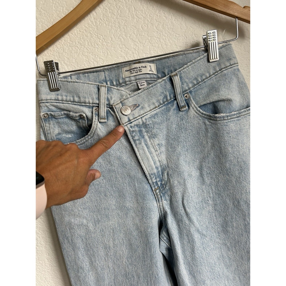 Abercrombie & Fitch Jeans Womens 27/4R Light Blue Curve Love 90s Straight Cross - Picture 5 of 14